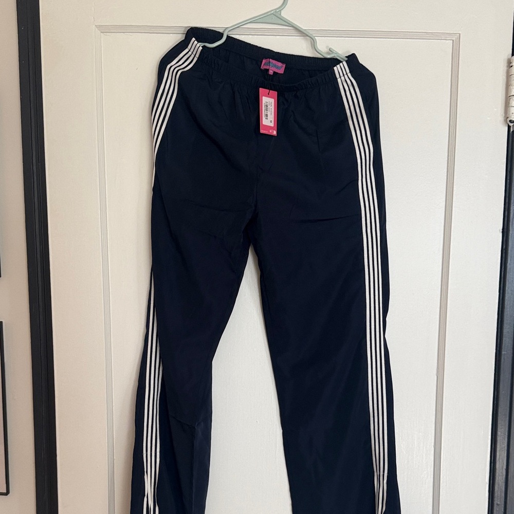 Edikted Navy Track Pants with White Stripes Remy pant medium